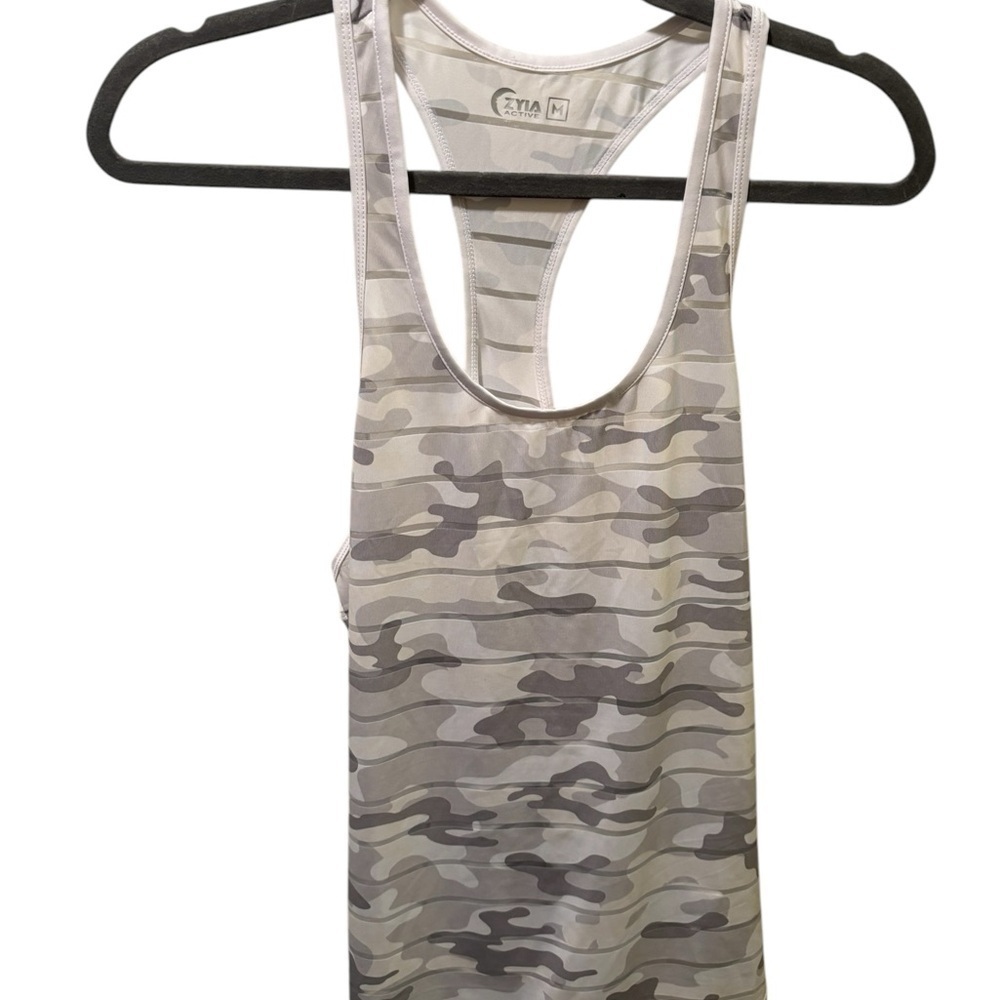 Lot 4 Zyia Athletic Tank Tops Size M Racerbacks Orange Coral Poppy White Camo - Picture 2 of 14